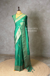 Emerald Green Semi Tusser silk saree- PBRMM3C