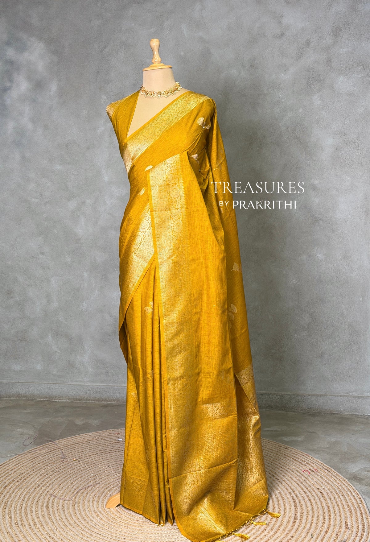 Mustard yellow Semi Tusser silk saree- PBRMM3E