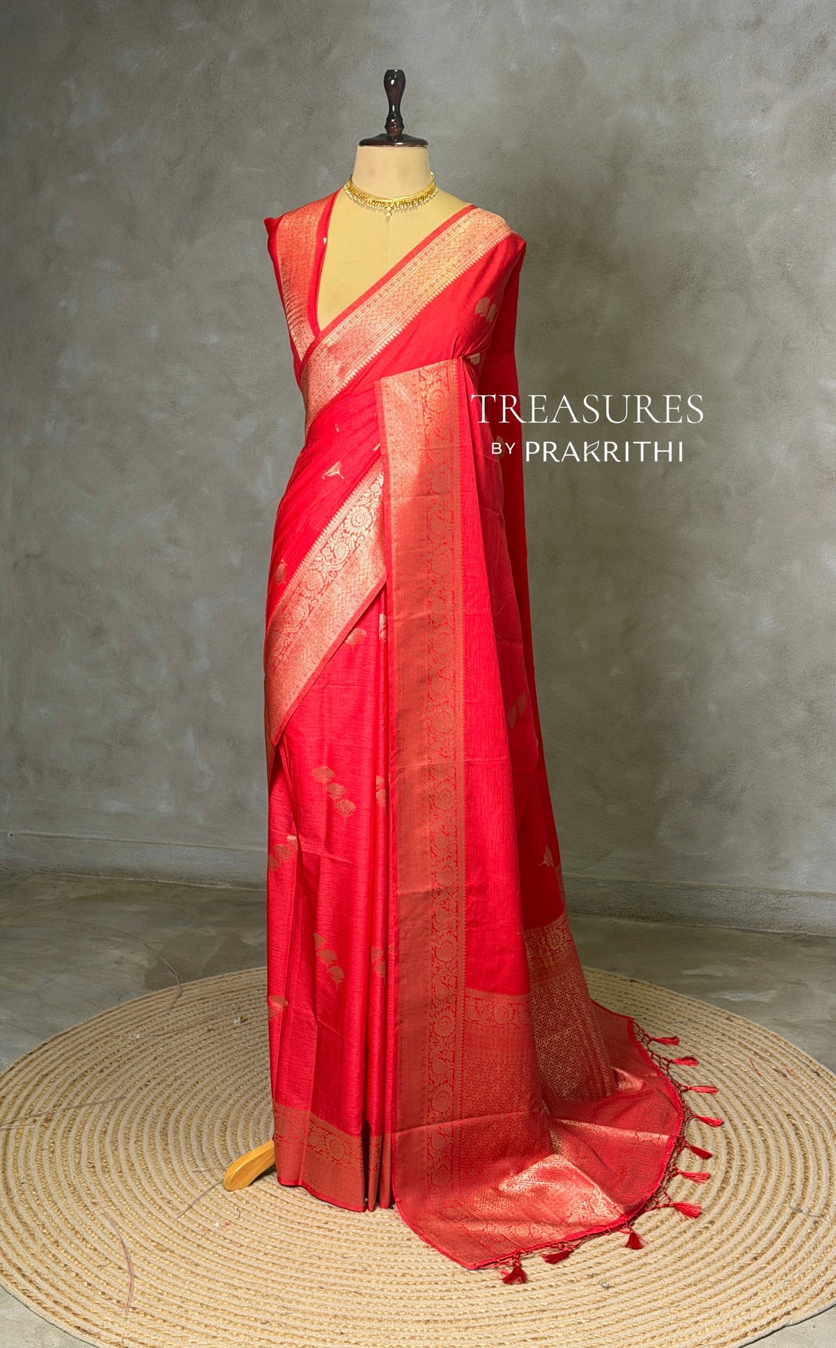 Dark Peach Semi Tusser silk saree- PBRMM3F