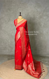 Red Semi Tusser silk saree- PBRMM3J
