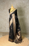 Black Semi Tusser silk saree- PBRMM3L