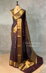 Peach and gold semi Banarasi silk saree -RUK45-IH