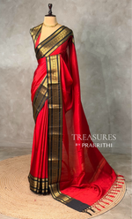 Red and Black Banarasi silk saree -MPS44