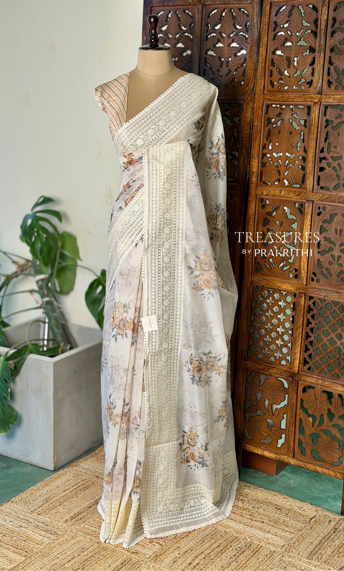White Net kotta saree - PBR34