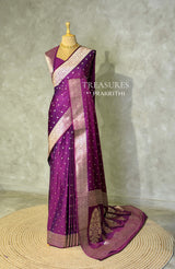 Purple pure satin Banarasi silk saree - PRAZ7