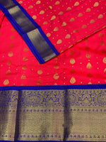 Dark reddish peach and royal blue silk saree - PSS0