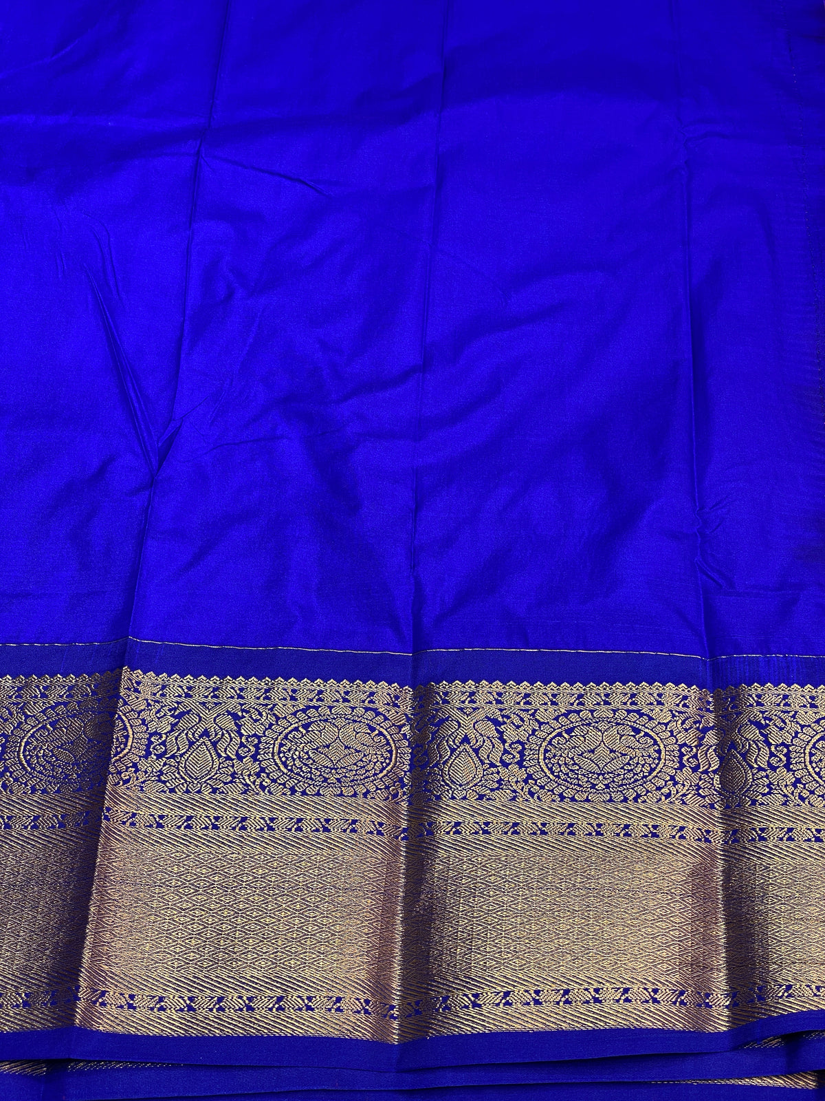 Dark reddish peach and royal blue silk saree - PSS0