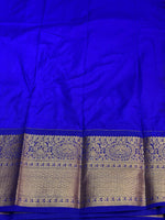 Dark reddish peach and royal blue silk saree - PSS0