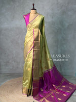 Pastal green and Magenta semi kanchipuram soft silk saree - PSSN192