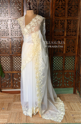 Off white Embroidered Organza Saree - PBR65