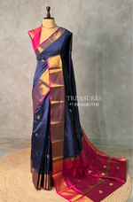 Blue and Magenta semi kanchipuram soft silk saree - PSSN197