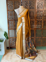Mustard Yellow semi tusser saree- PBR28F