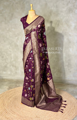 Deep wine Semi Tusser silk saree- PBRMM4A
