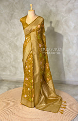 Deep Olive Green Semi Tusser silk saree- PBRMM4C