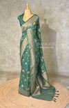 Emerald Green Semi Tusser silk saree- PBRMM4D