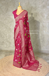 Dark Pink Semi Tusser silk saree- PBRMM4E