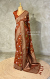 Rust orange Semi Tusser silk saree- PBRMM4D