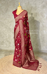 Light wine Semi Tusser silk saree- PBRMM4E