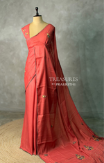 Tusser hand worked saree- PBR36A
