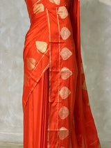 Rust orange crape silk saree - PBRNAK2