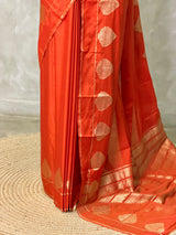 Rust orange crape silk saree - PBRNAK2