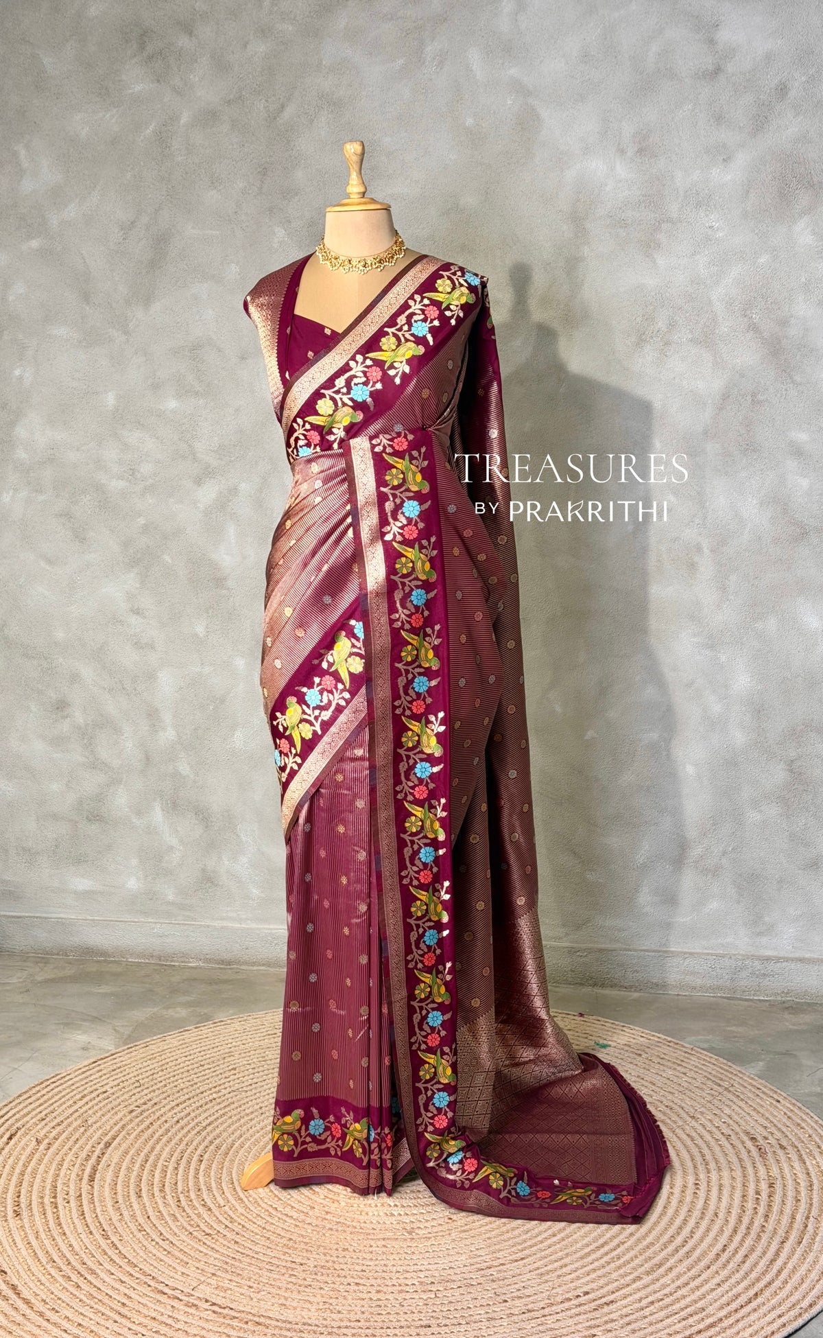 Deep wine Banarasi crape silk saree - PBRNAK3
