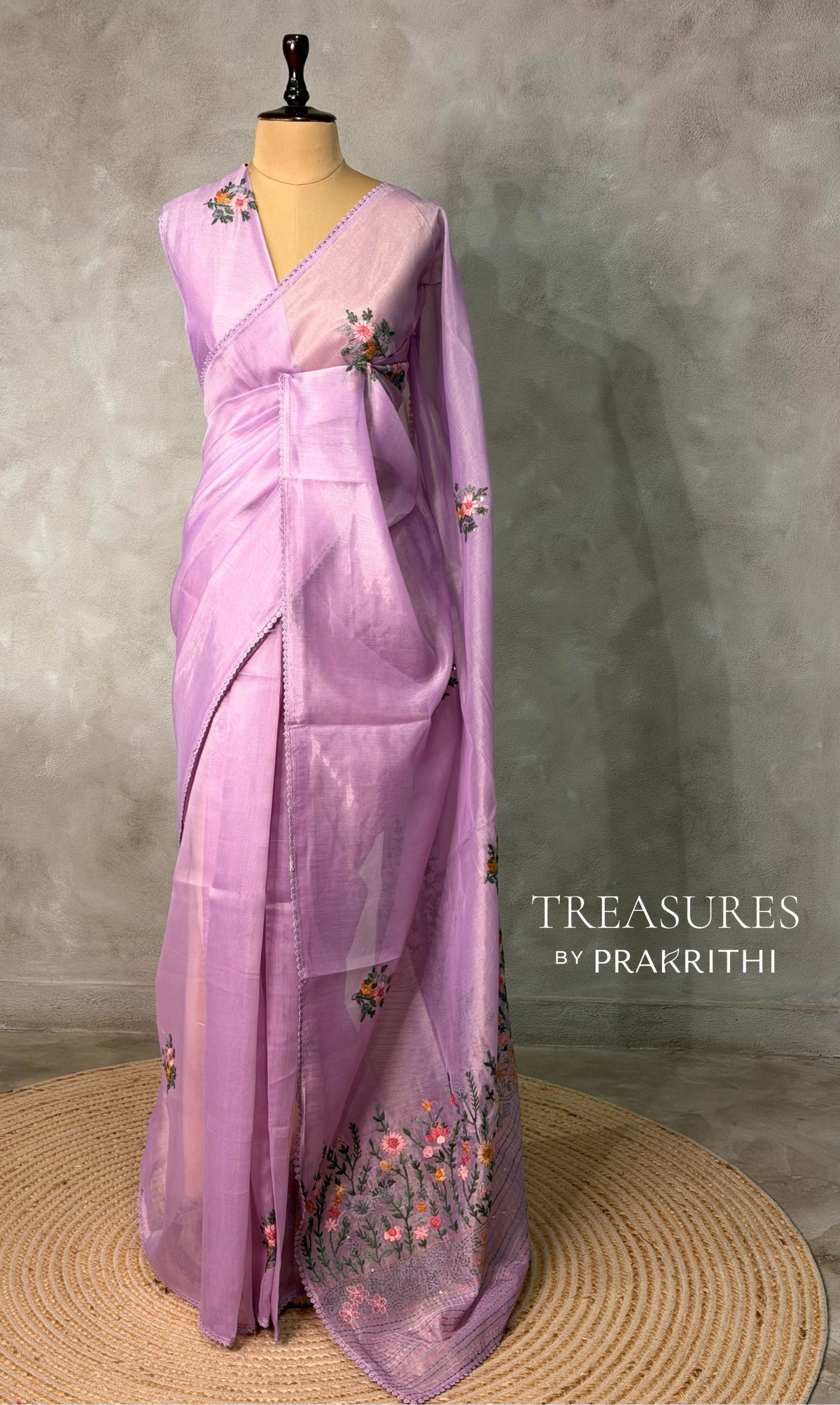 Lavender Tissue Organza Silk saree- PBR2C