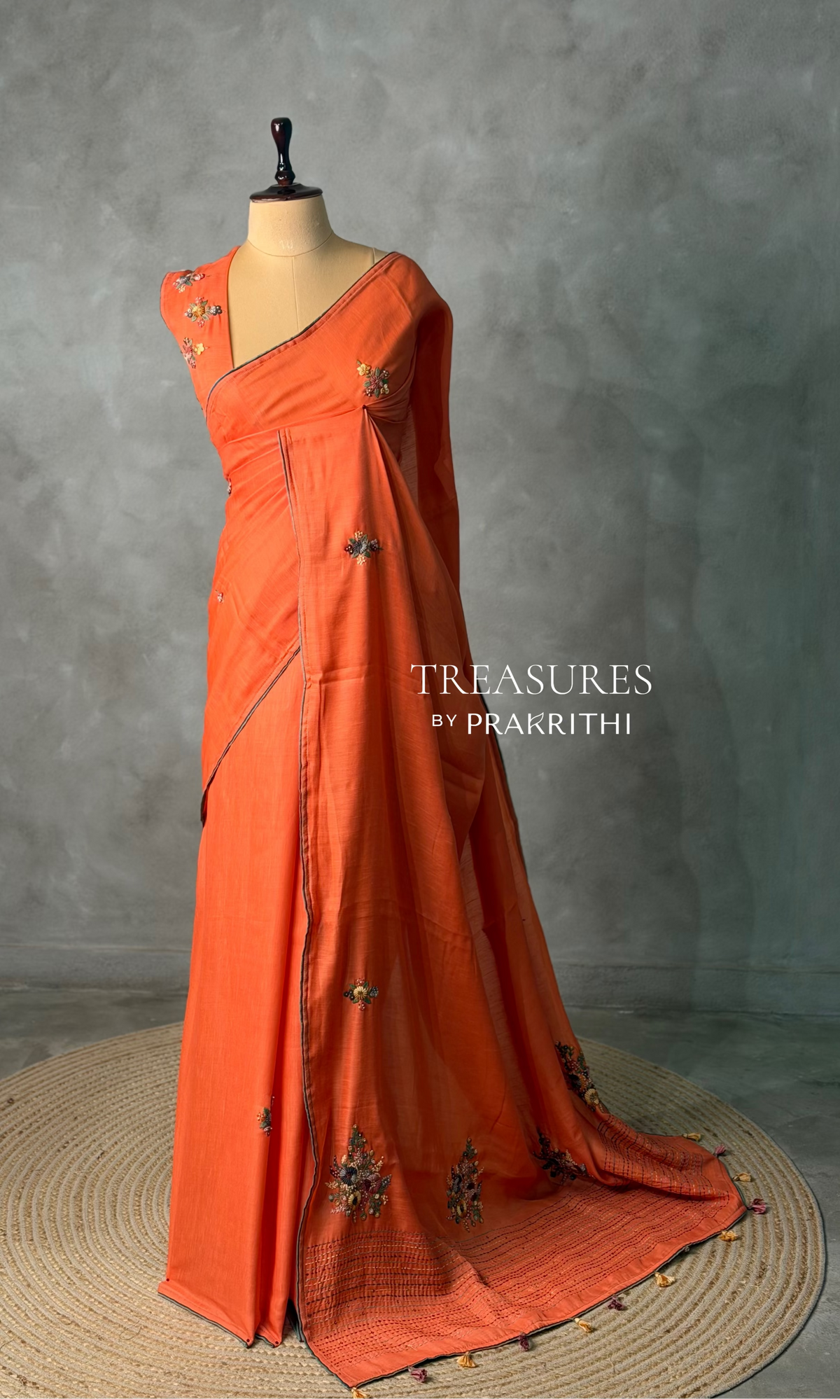 Tusser hand worked saree- PBR36C