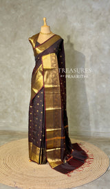 Rust Orange and Brown Banarasi silk saree - PBRRP3