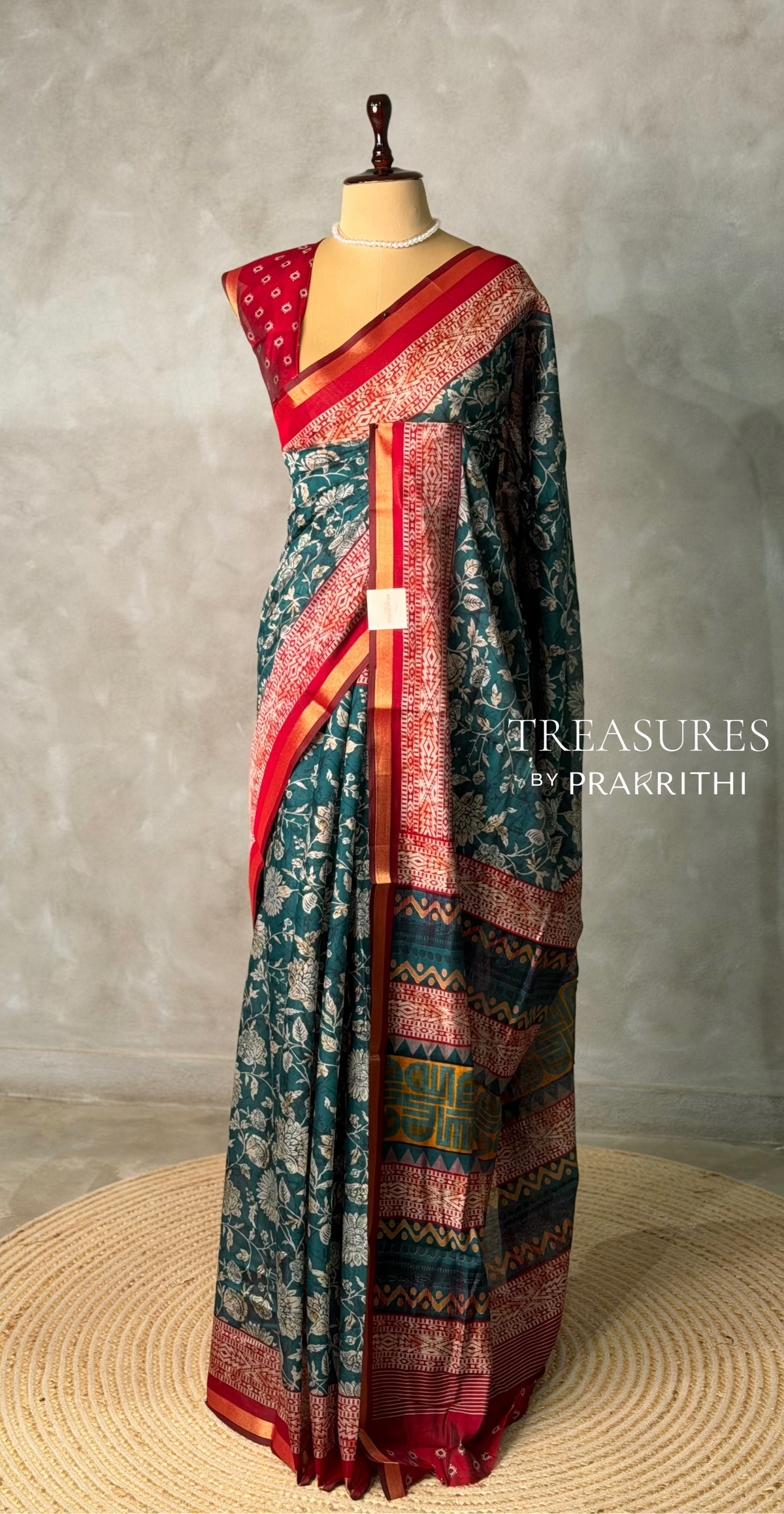 Green Chanderi silk cotton saree- PBR36E