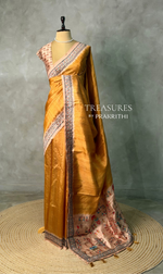 Mustard yellow Tusser Silk saree- PBR33T1
