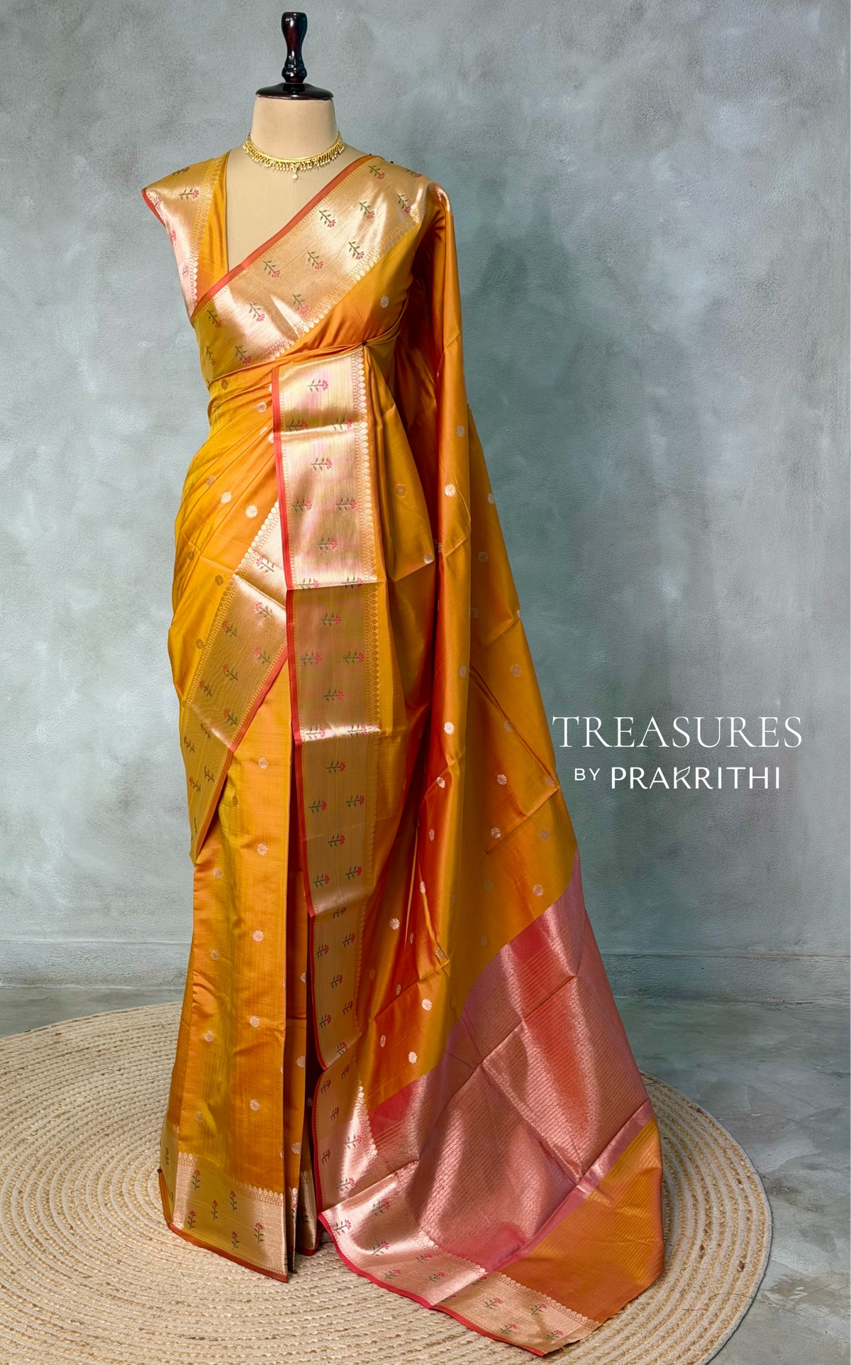 Mustard Yellow Banarasi silk saree -PIH61