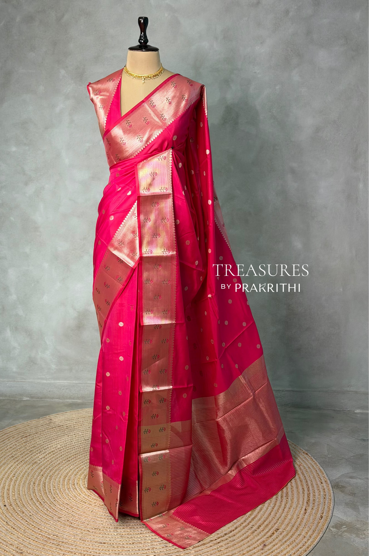 Rani Pink Banarasi silk saree -PIH61A