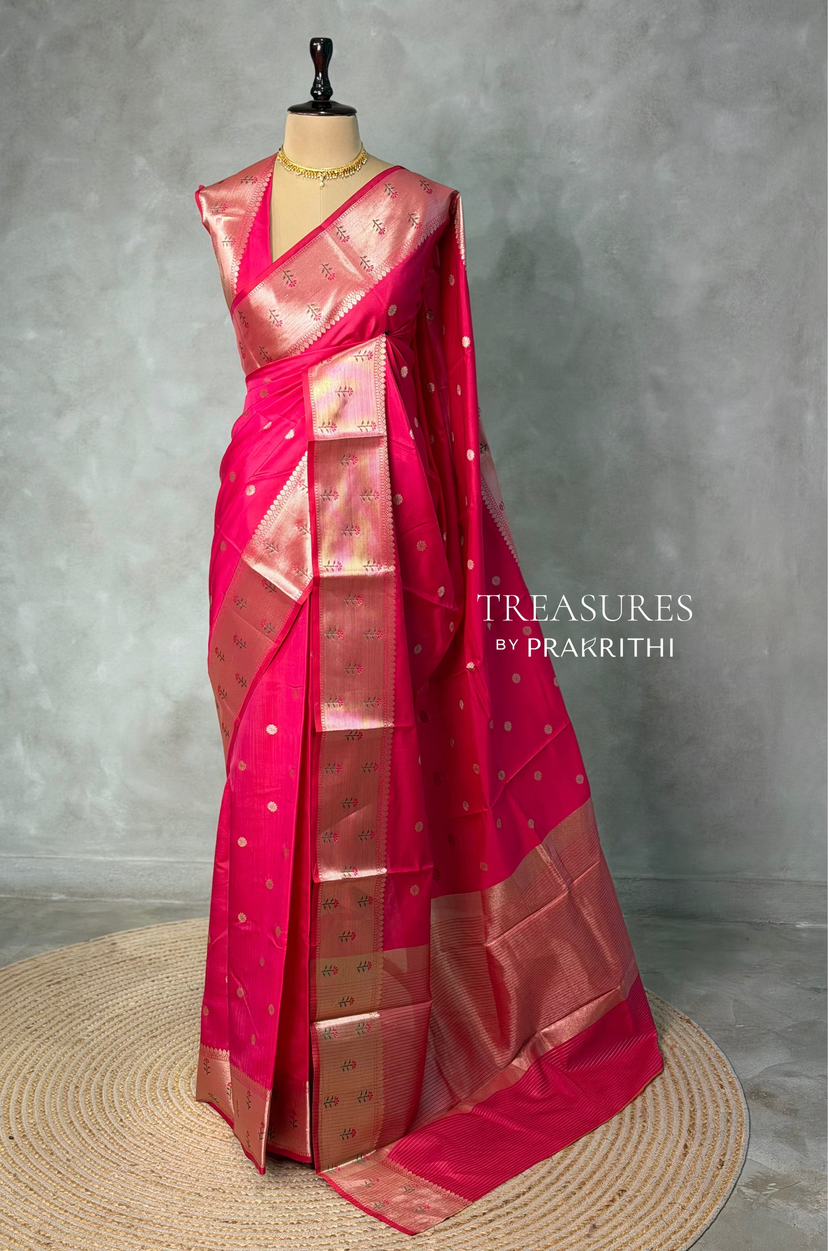 Rani Pink Banarasi silk saree -PIH61A