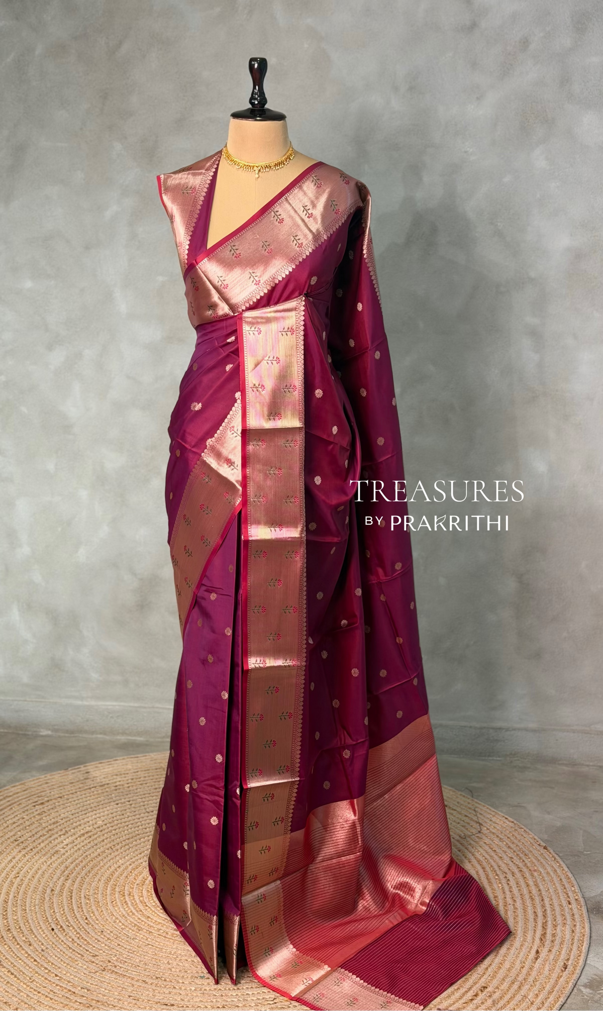 Dark Wine Banarasi silk saree -PIH61B
