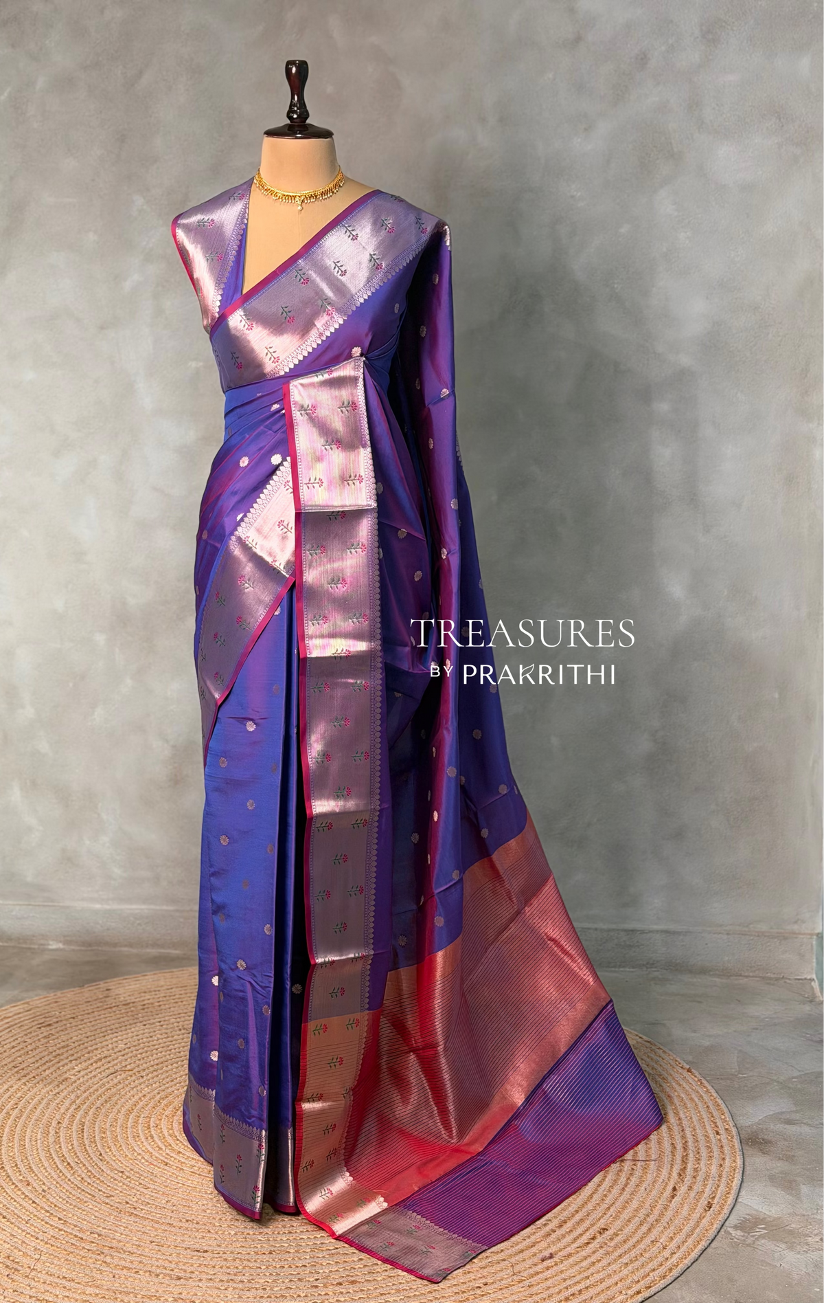 Bluish Violet Banarasi silk saree -PIH61C