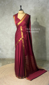 Wine Semi Mysore crepe Silk Saree - PBRMJ5