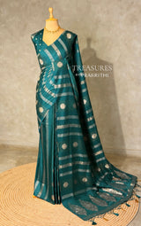 Peacock blue Banarasi Satin silk Saree - PBRMM6i