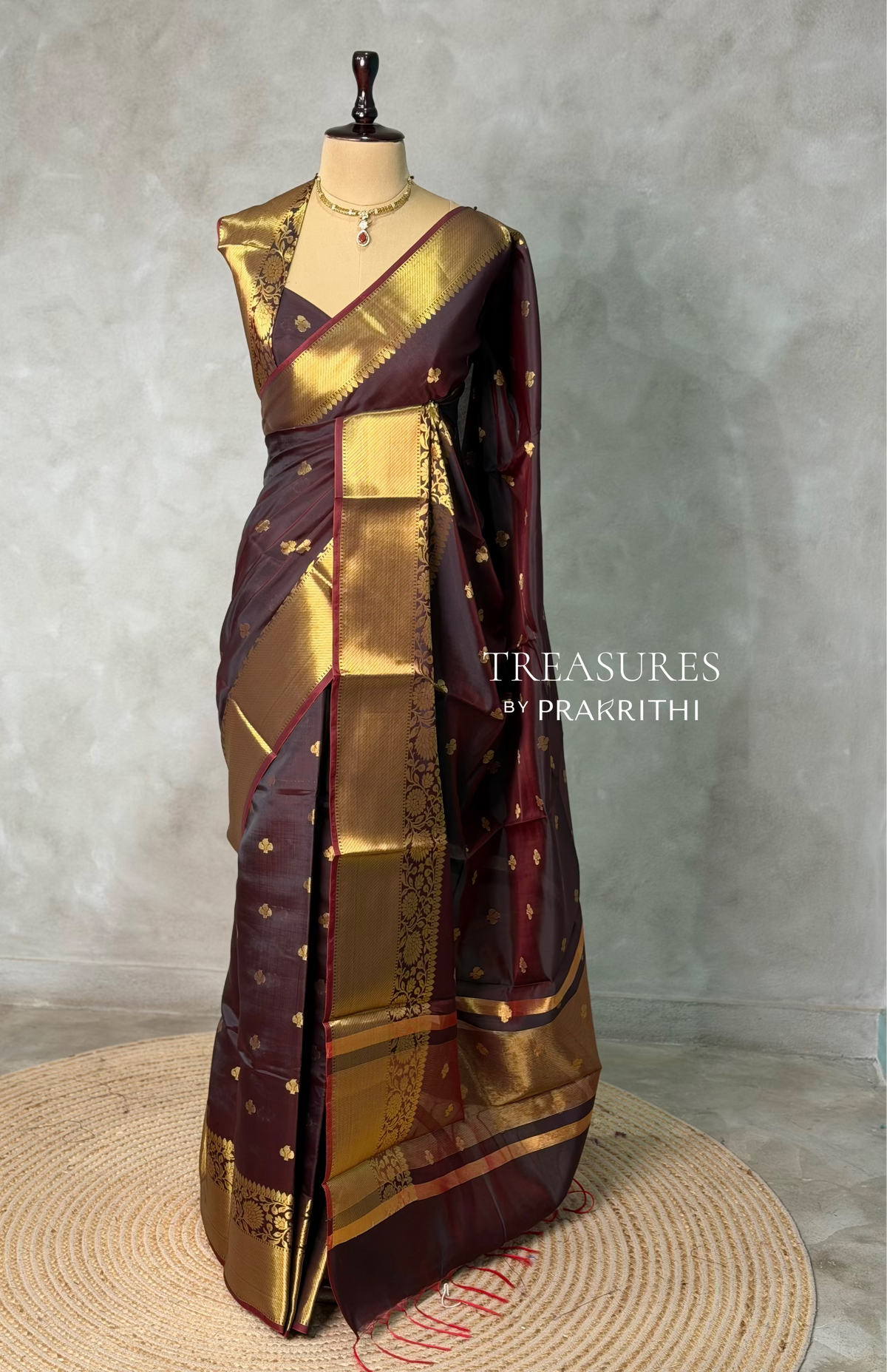 Brown Banarasi silk saree -PIH65