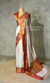 Offwhite and Maroon chanderi silk cotton saree -MPS47B