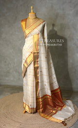 Offwhite and gold chanderi silk cotton saree -MPS48
