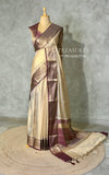 Light gold and Brown tissue silk cotton saree -MPS49