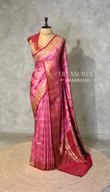 Pink and maroon Banarasi mashru katan silk saree - PRAZ8