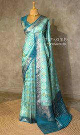 Blue Banarasi mashru katan silk saree - PRAZ8A