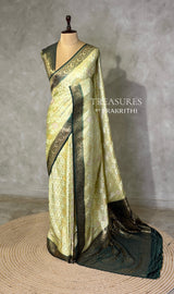 Light and Dark Green Banarasi mashru katan silk saree - PRAZ8B