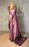Onion pink and dark purple Banarasi mashru katan silk saree - PRAZ8C