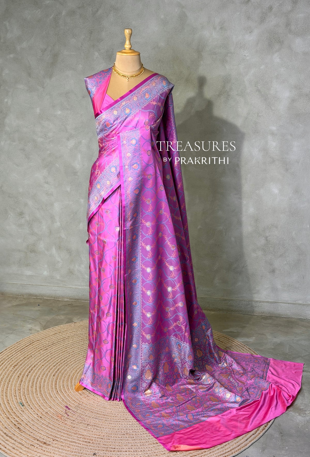 Lilac Pink Banarasi mashru katan silk saree - PRAZ10A