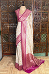 Sandal and Magenta khadial tissue Banarasi silk saree - RAZ5NE