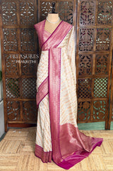 Sandal and Magenta khadial tissue Banarasi silk saree - RAZ5NE