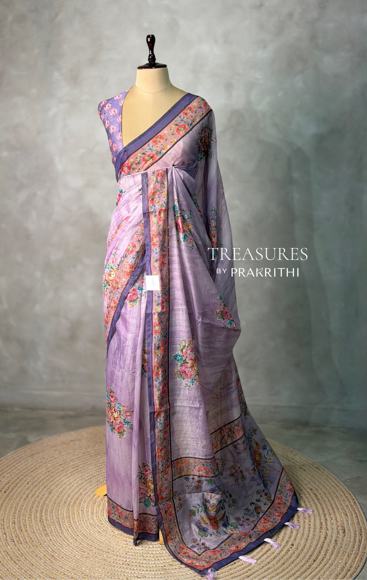 Lavender mul chanderi saree- PBR26G2